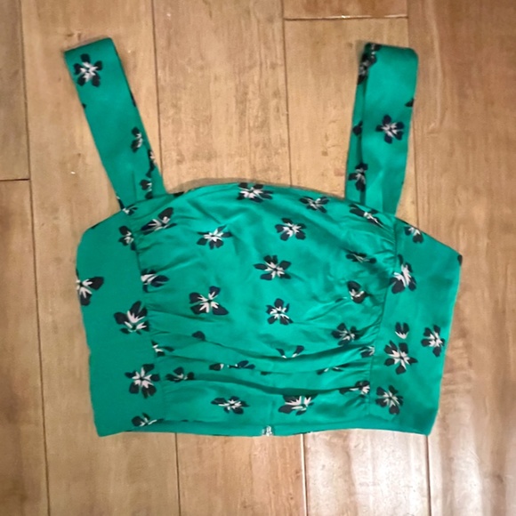 BEC + BRIDGE CO-ORD 2PC. SILK SKIRT SET, SIZE US 4, GREEN/BLACK - Picture 7 of 11